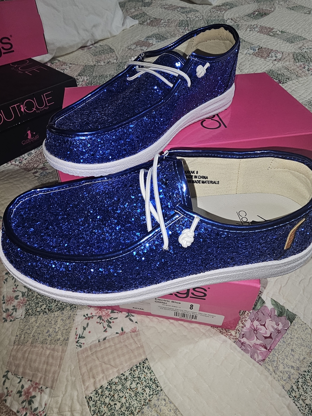 Corkys Sparkle Blue Glitter Boat Shoes